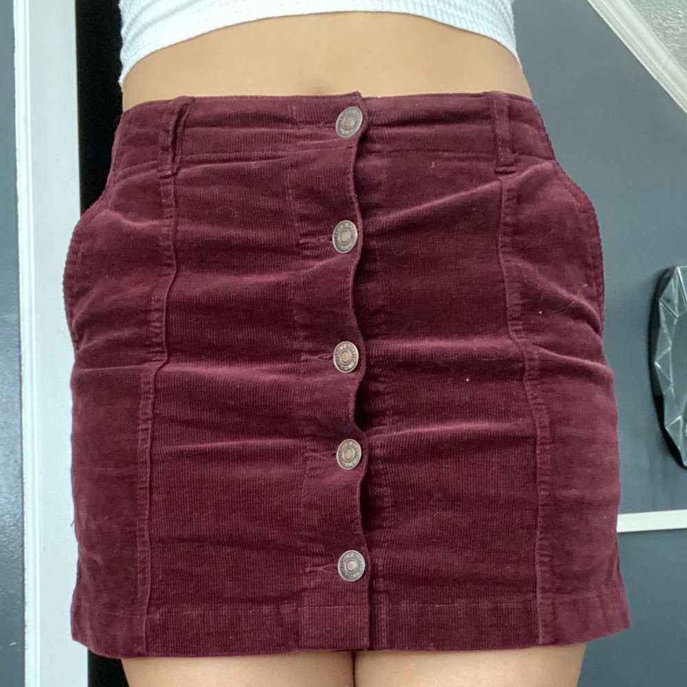 Maroon Corduroy Skirt